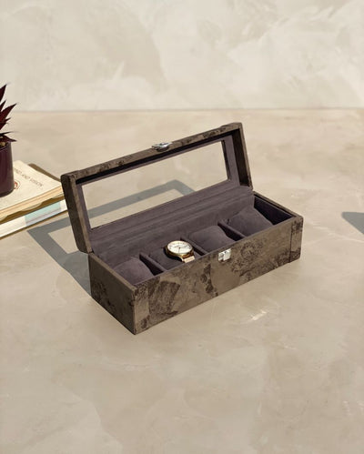 Luxury Matte Wooden Watch Box 4 Slots Display Case | 11 x 5 x 4 inches