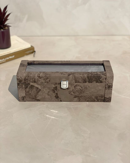 Luxury Matte Wooden Watch Box 4 Slots Display Case | 11 x 5 x 4 inches