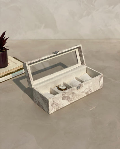 Luxury Matte Wooden Watch Box 4 Slots Display Case | 11 x 5 x 4 inches