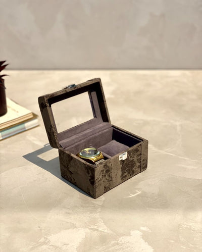 Elegant Matte Wooden Watch Box 2 Slots Storage Solution | 9 x 5 x 4 inches