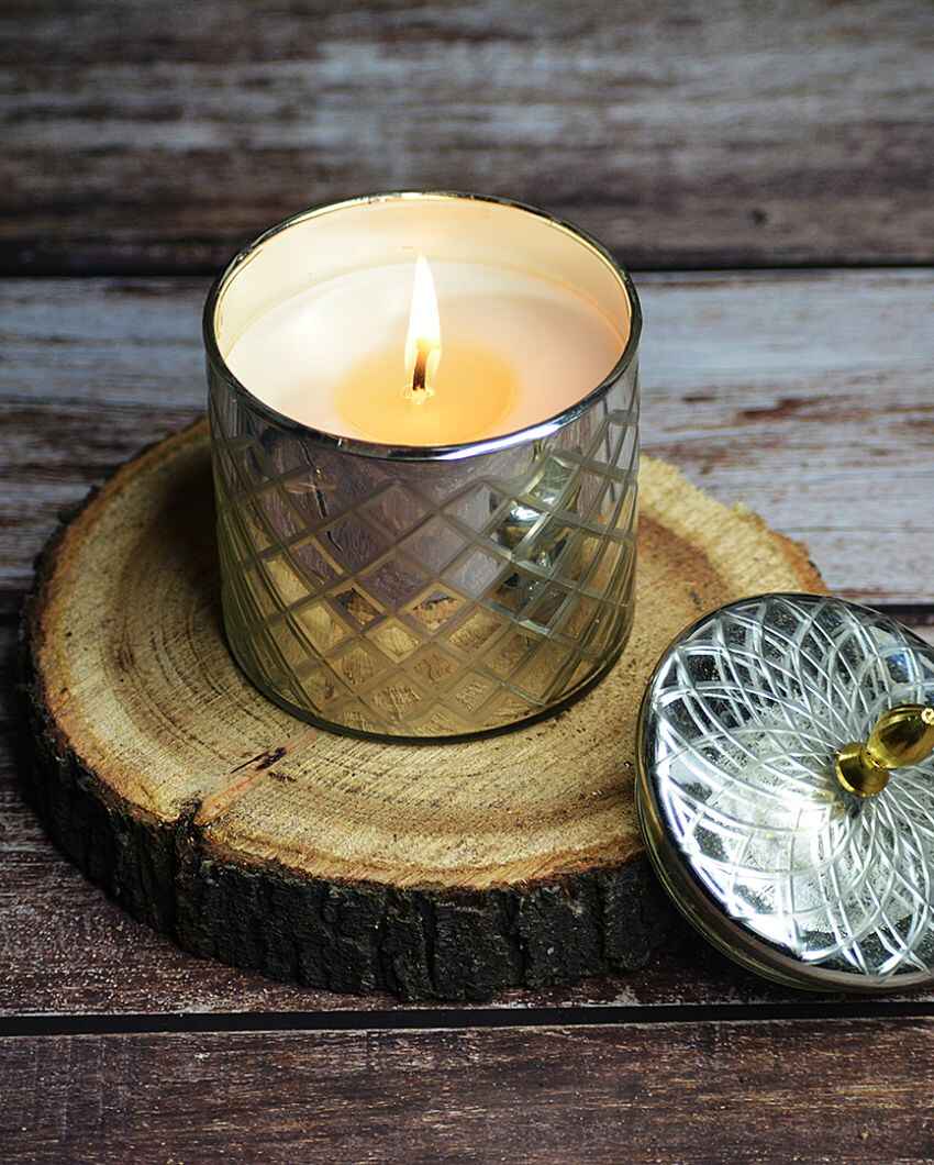 Luxury Jasmine Scented Diamond Glass Jar Candle | 3 x 5 inches