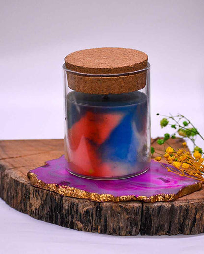 Soothing Lavender Scented Multicolor Glass Jar Candle | 3 x 4 inches