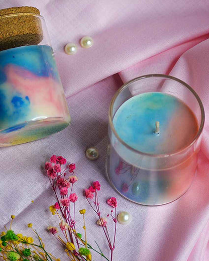 Elegant Rose Scented Multicolor Glass Jar Candle | 3 x 4 inches