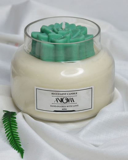 Jasmine Scented Succulent Soy Wax Jar Candle | 5 x 4 inches