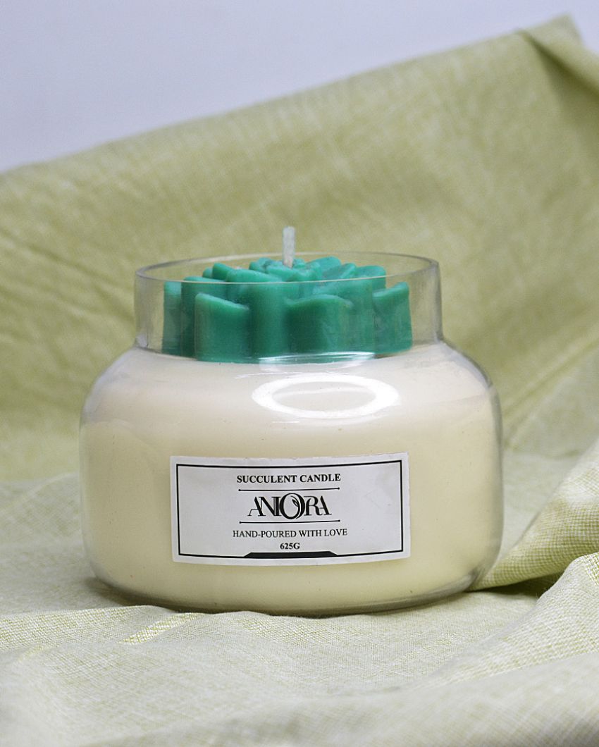 Jasmine Scented Succulent Soy Wax Jar Candle | 5 x 4 inches