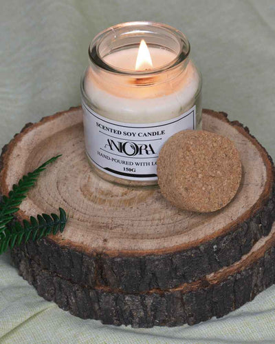 Oud Scented Jar Candles with Wood Cork | Set of 2 | 3 x 4 inches