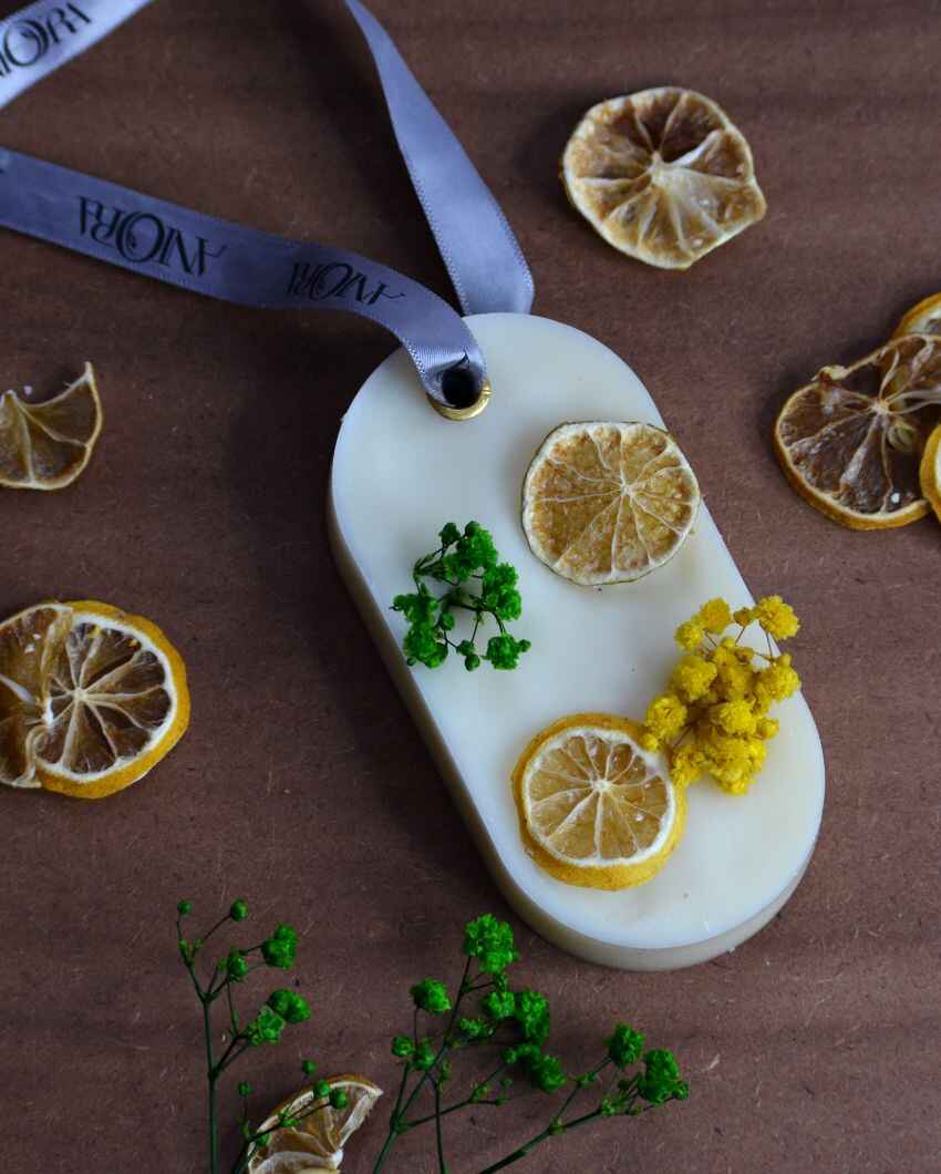 Citrus Lemon Scented Oval Wax Sachets | Set of 2 | 4 x 2 inches