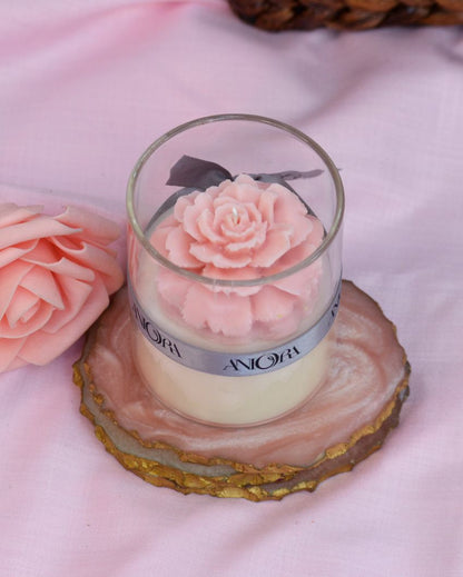 Rose Scented Floral Design Soy Wax Jar Candles | Set of 2 | 3 x 4 inches