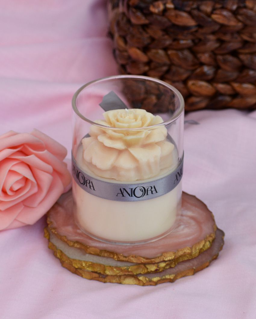 Oud Scented Floral Design Soy Wax Jar Candles | Set of 2 | 3 x 4 inches