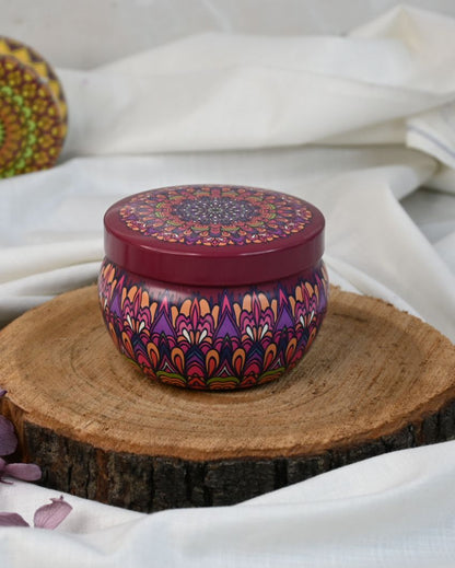 Moroccan Rose Scented Mandala Tin Jar Candles | Set of 2 | 3 x 2 inches