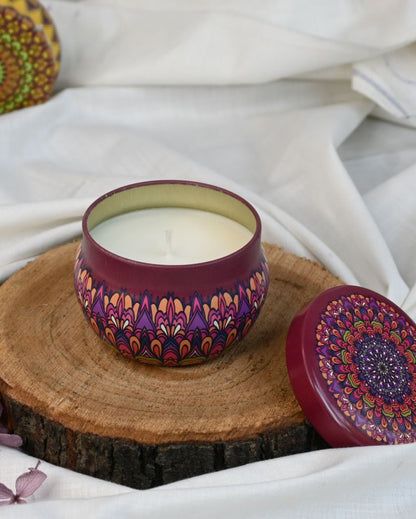 Moroccan Rose Scented Mandala Tin Jar Candles | Set of 2 | 3 x 2 inches