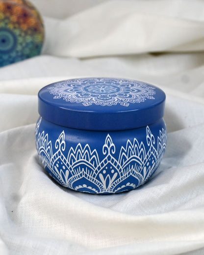 Moroccan Ocean Breeze Scented Mandala Tin Jar Candles | Set of 2 | 3 x 2 inches