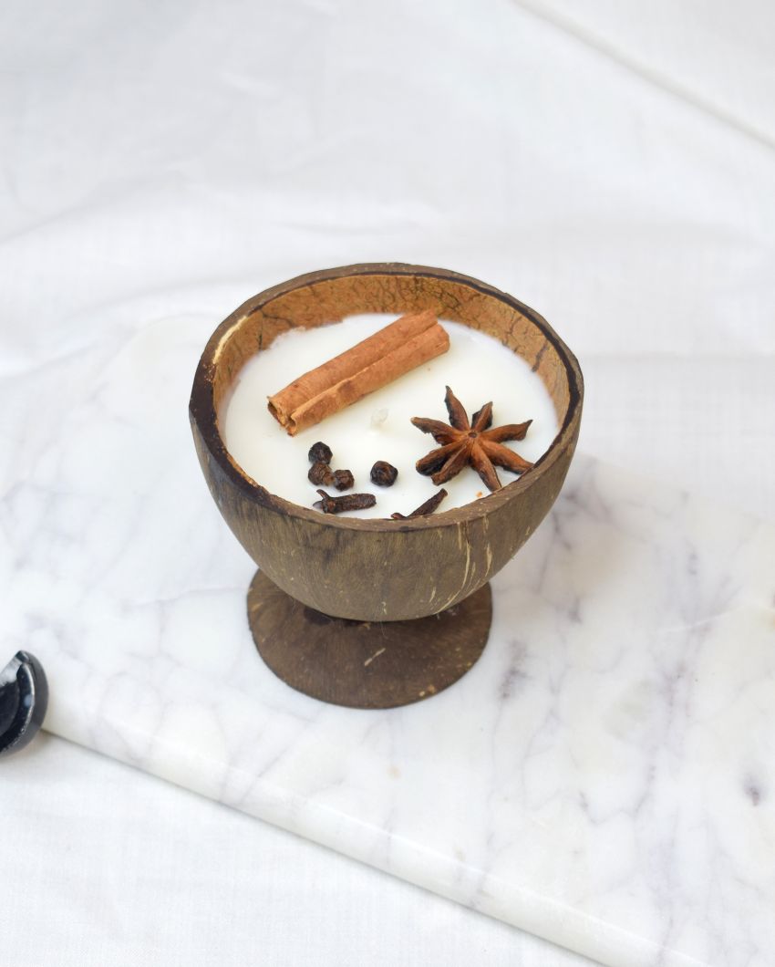 Natural Scented Coconut Shell Container Candles | Set of 2 | 2 x 3 inches