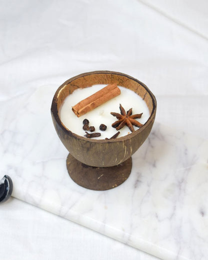 Natural Scented Coconut Shell Container Candles | Set of 2 | 2 x 3 inches