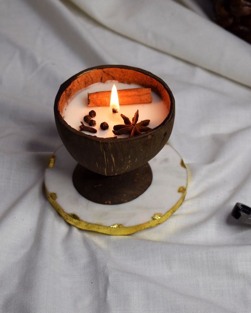 Natural Scented Coconut Shell Container Candles | Set of 2 | 2 x 3 inches