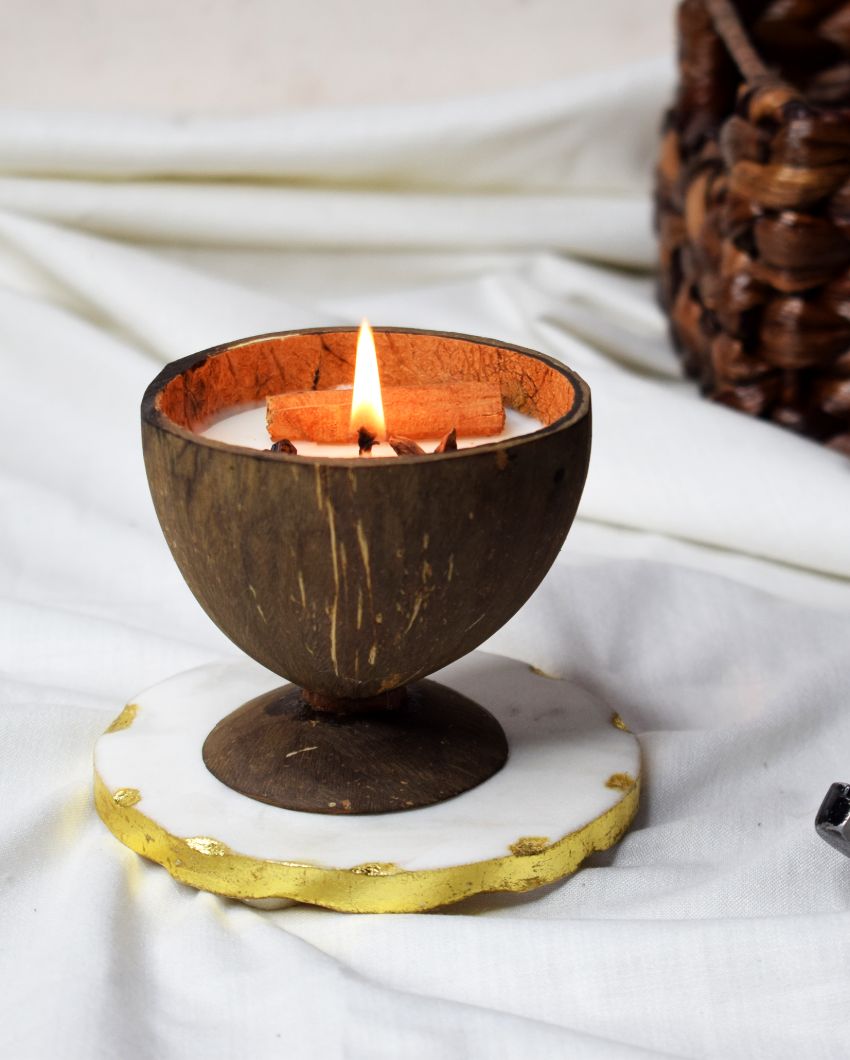 Natural Scented Coconut Shell Container Candles | Set of 2 | 2 x 3 inches