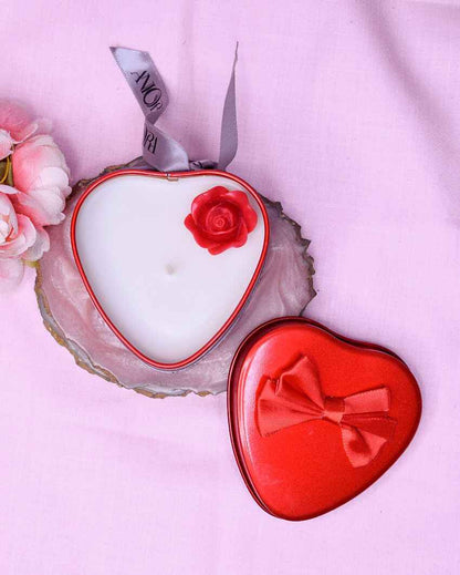 Rose Scented Heart-Shaped Tin Jar Candles | Set of 2 | 3 x 3 inches