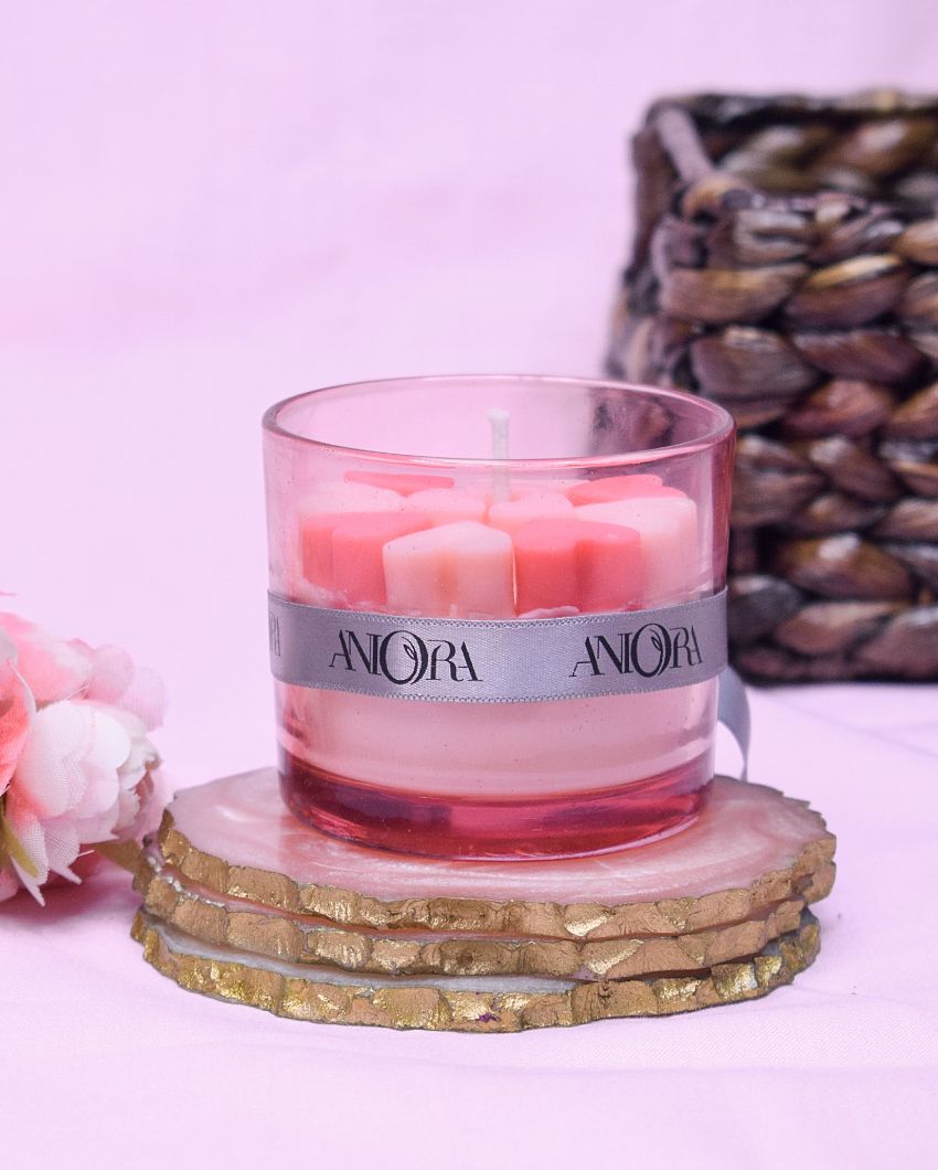 Rose Scented Pink Mini Hearts Filled Jar Candles | Set of 2 | 3 x 3 inches