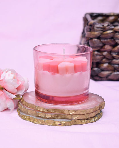 Rose Scented Pink Mini Hearts Filled Jar Candles | Set of 2 | 3 x 3 inches