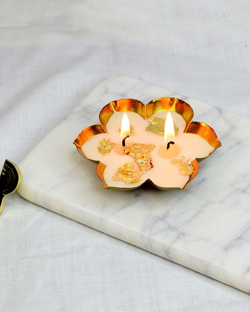 Rose Scented Floral Urli-Shaped Candles | Set of 2 | 4 inches