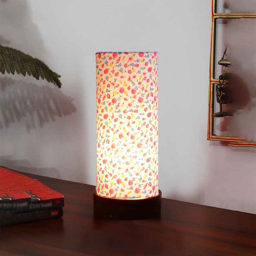 Stylish Multicolor Wood & Cotton Table Lamp with Shade Without Bulb | 5 x 11 inches