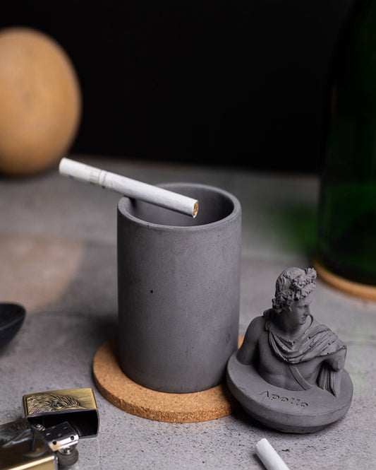 Classic Modern Style Apollo Concrete Ashtray | 3 x 3 x 6 inches