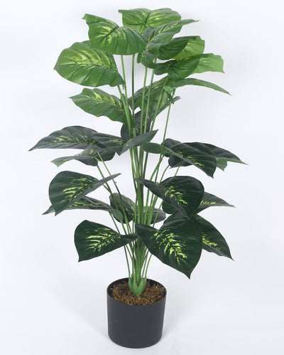 Artificial Dieffenbachia Plastic Plant With Black Pot | 3.2 Feet