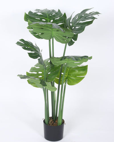 Artificial Monstera Plastic Plants With Black Pot | 3.6 Feet