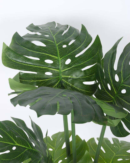 Artificial Monstera Plastic Plants With Black Pot | 3.6 Feet