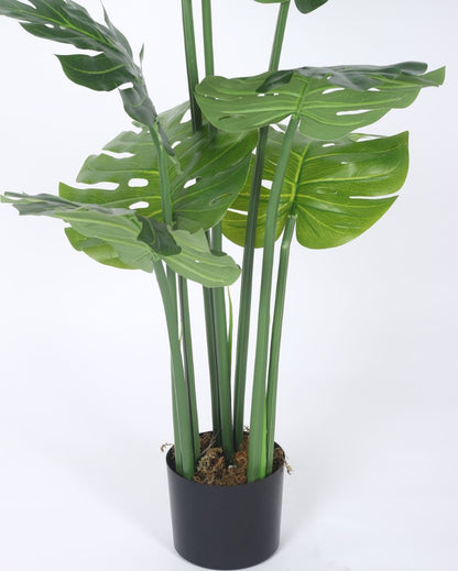 Artificial Monstera Plastic Plants With Black Pot | 3.6 Feet