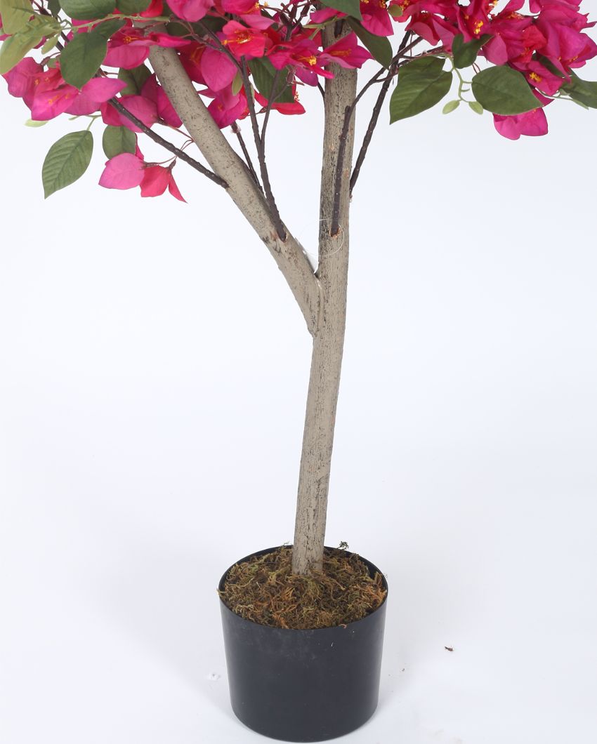 Artificial Bougainvillea Plastic Plant With Black Pot | 4 Feet