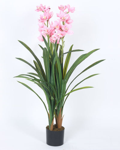 Artificial Orchid Flowers Plastic Plants With Black Pot | 4 Feet