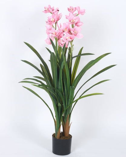 Artificial Orchid Flowers Plastic Plants With Black Pot | 4 Feet