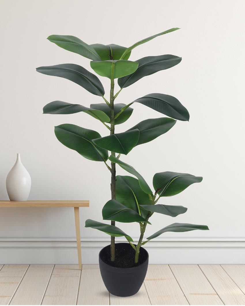 Rubber Real Touch Artificial Plant with Black Pot | 4 ft