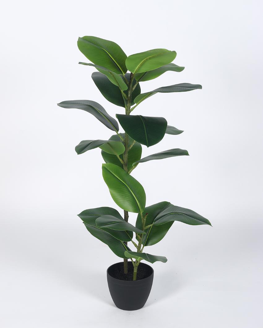 Rubber Real Touch Artificial Plant with Black Pot | 4 ft