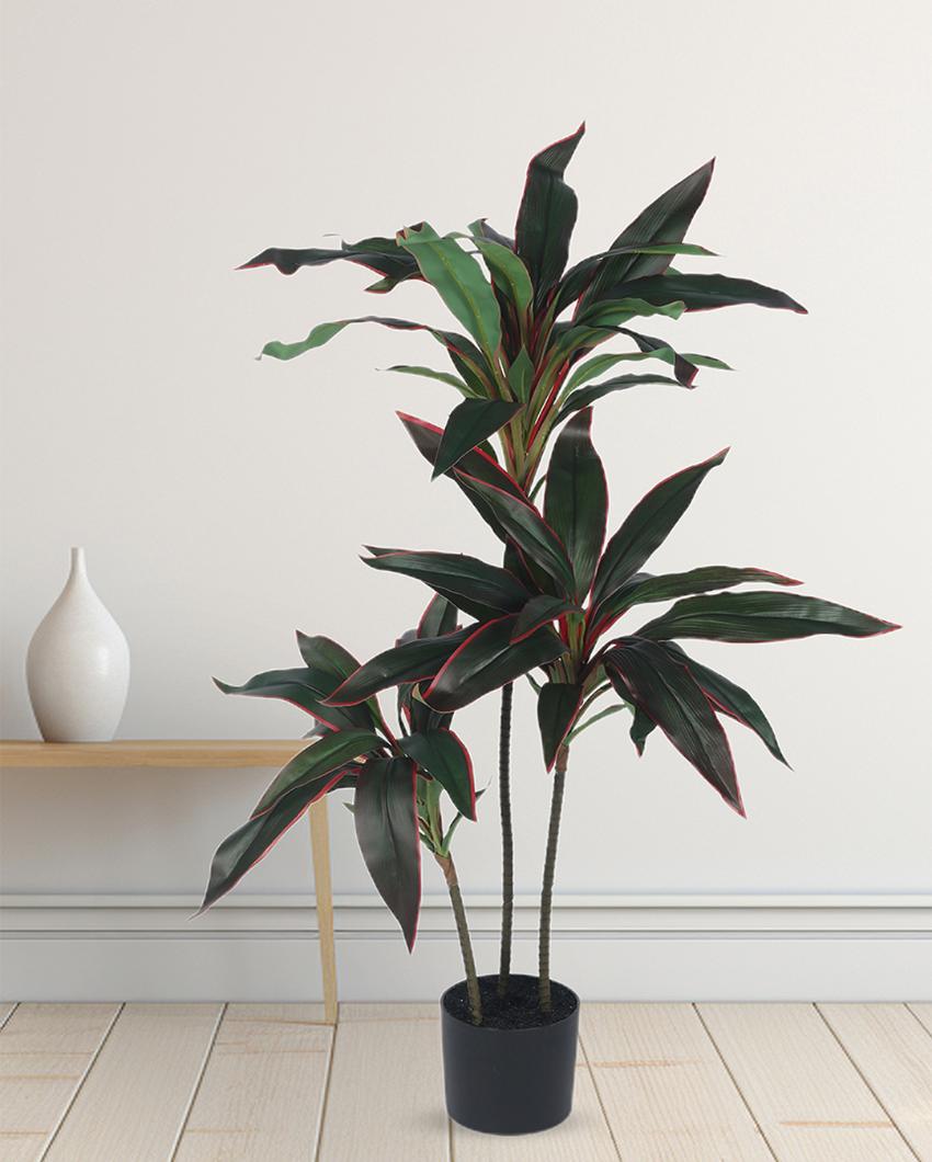 3 Head Dracaena Real Touch Artificial Plant with Black Pot | 4 ft