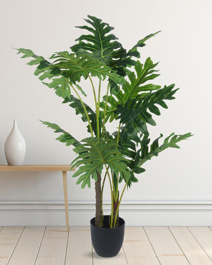 Happy Philo Real Touch Artificial Plant with Black Pot | 4 ft