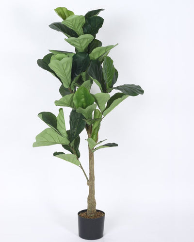 Artificial Fiddle Leaf Fig Plastic Plants With Black Pot | 4 Feet