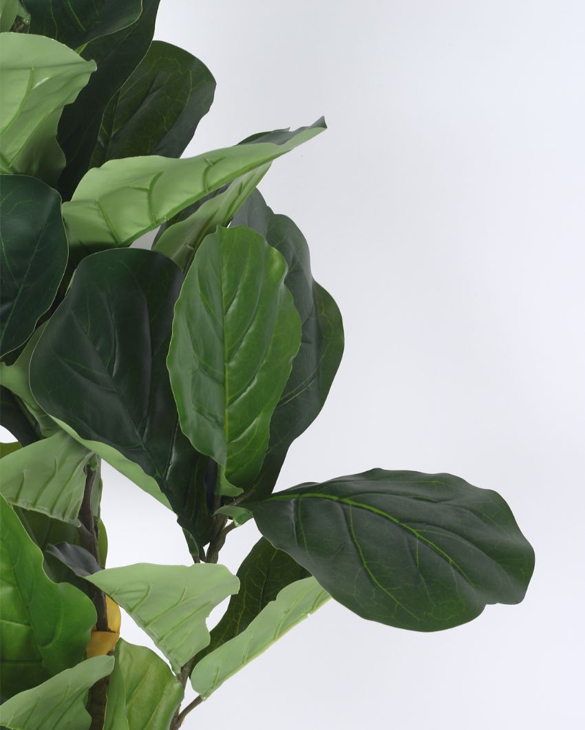 Artificial Fiddle Leaf Fig Plastic Plants With Black Pot | 4 Feet