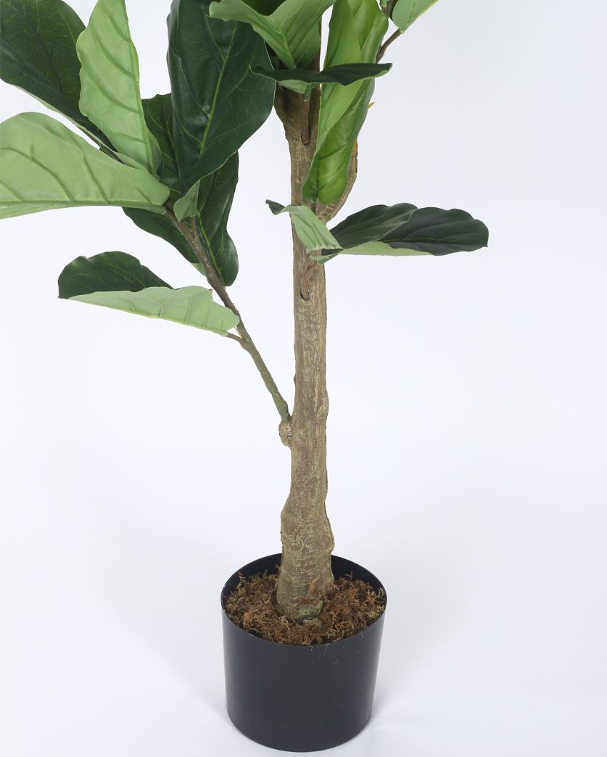 Artificial Fiddle Leaf Fig Plastic Plants With Black Pot | 4 Feet