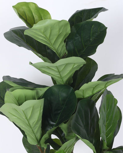 Artificial Fiddle Leaf Fig Plastic Plants With Black Pot | 4 Feet