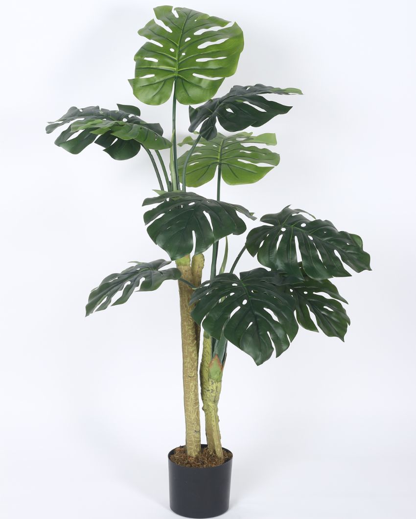 Artificial Monstera Plastic Plants With Black Pot | 4 Feet