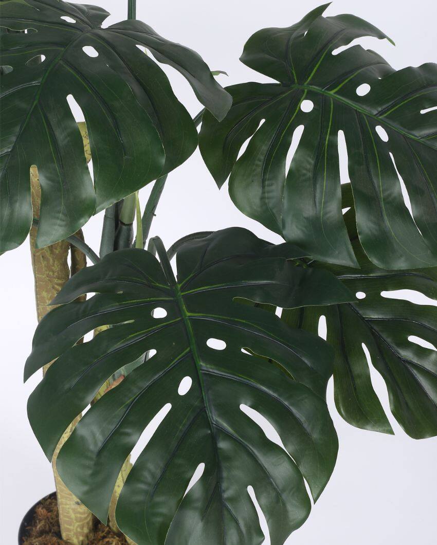 Artificial Monstera Plastic Plants With Black Pot | 4 Feet