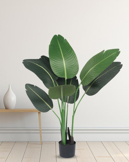 Bird of Paradise Banana Artificial Plant with Black Pot | 4 ft