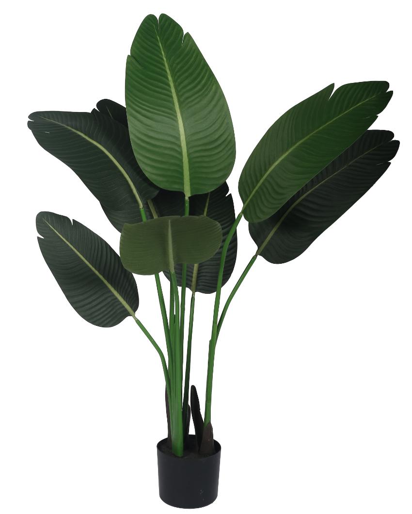 Bird of Paradise Banana Artificial Plant with Black Pot | 4 ft