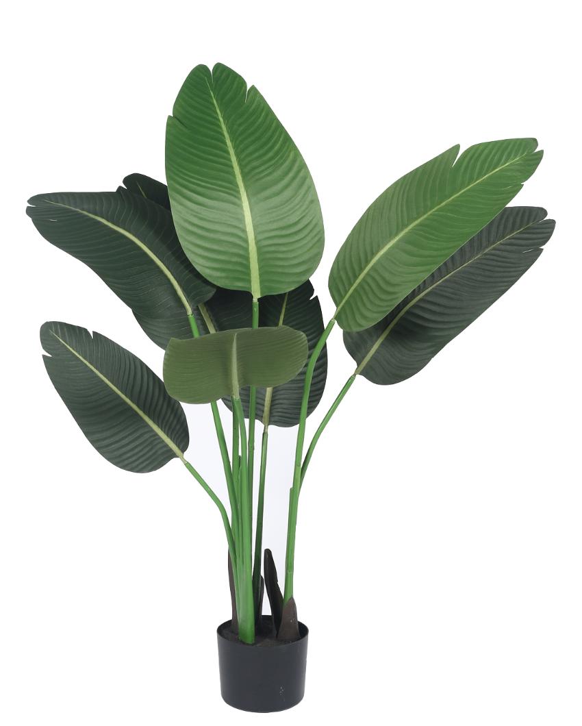 Bird of Paradise Banana Artificial Plant with Black Pot | 4 ft