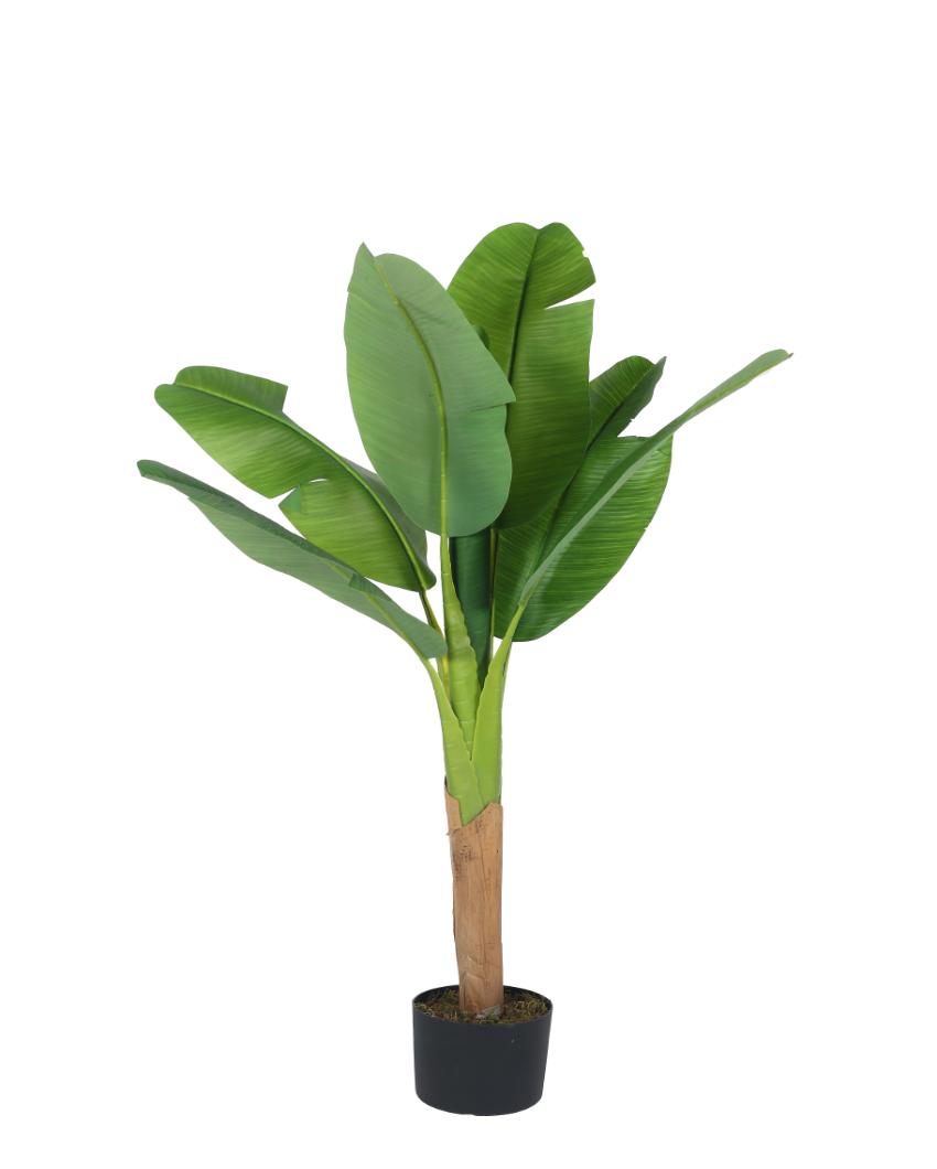 Banana Artificial Plant with Black Pot | 4 ft