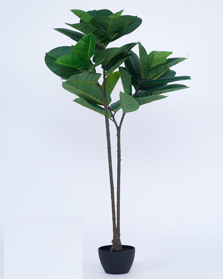 Green Rubber Artificial Plant with Black Pot | 4 ft