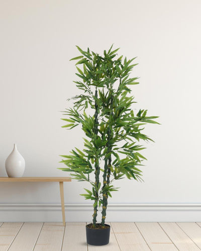 Bamboo Real Touch Artificial Plant with Black Pot | 5 ft