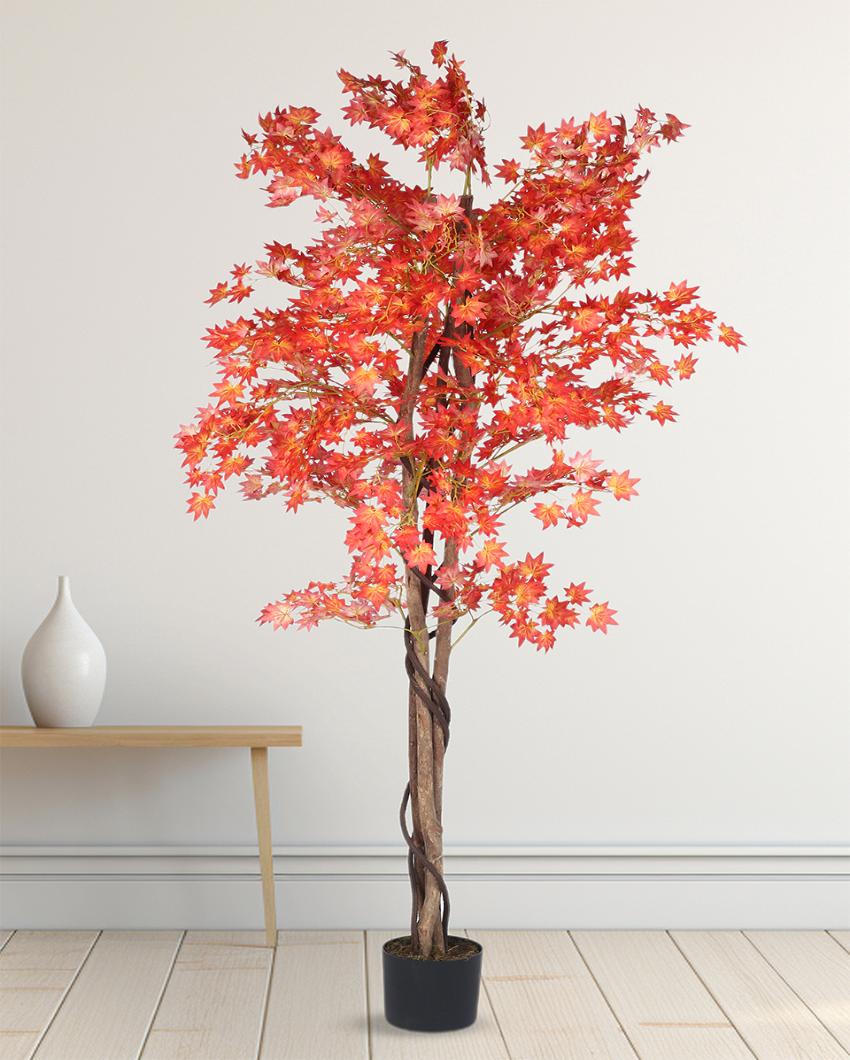 Mini Maple Artificial Plant with Black Pot | 5 ft